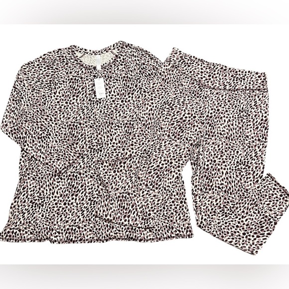 NWT Sleep by Cacique Lane Bryant Thermal Pajama Set - Modern Animal Print - Picture 2 of 10